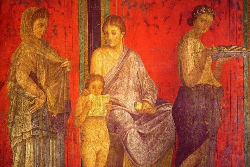 An old paintings on the wall in Pompeii