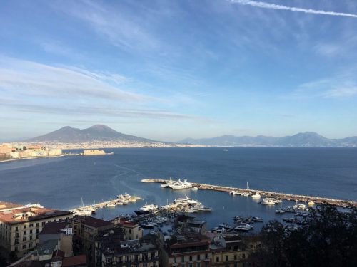 The views of the Vesuvio from the hill of Posillipo